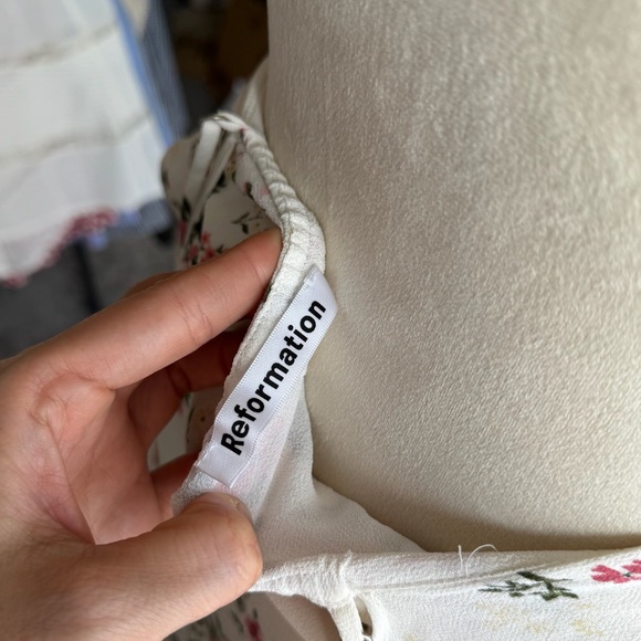 Reformation White Dress with Pink and Green Floral Accents - Picture 4 of 5